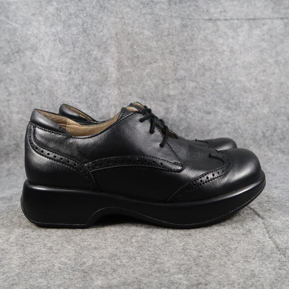 Dromedaris Shoes Womens 42 Oxford Hornbill Leather Wingtip Black Comfort Classic - Picture 1 of 13
